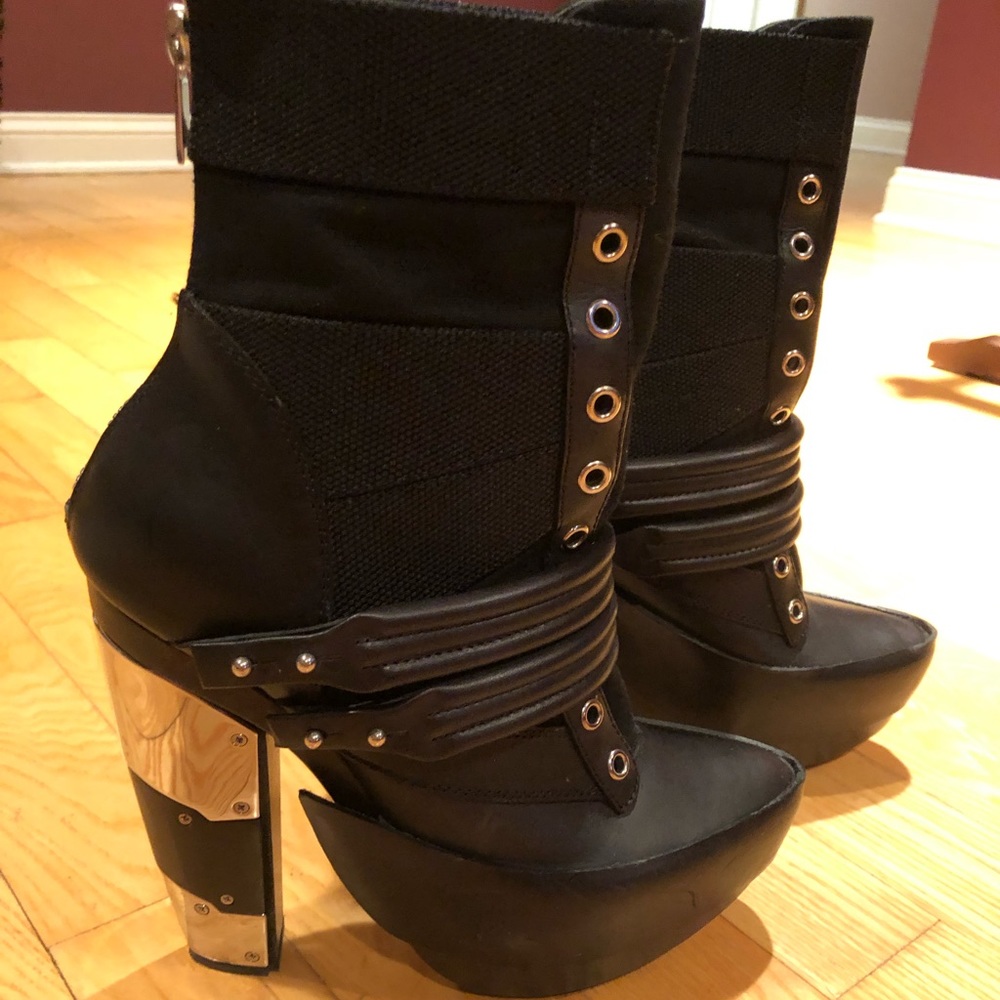 Rodarte 120mm Mirrored Heel Combat Boots